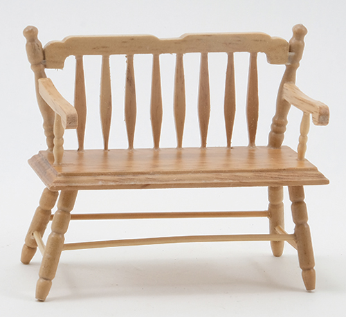 Dollhouse Miniature Deacon Bench, Oak